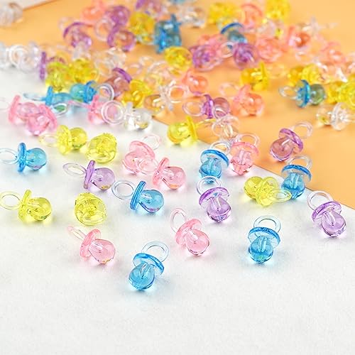 Image of 150 Mini Pacifiers for Baby Shower Game(5 Color), 0.86 Inch Plastic Pacifiers for Baby Shower, Gender Reveal Party Favors Table Decoration, Multicolor