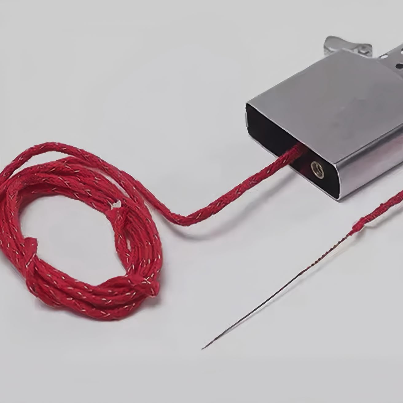 Cotton Core Wick with Needle for Lighter – 100cm / 39.37in Copper Wired Replacement Wick Compatible with Zippo Kerosene Lighters – Universal Oil Lighter Repair Part