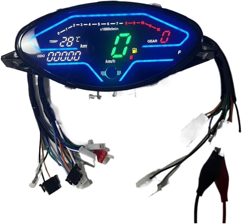 Motorcycle Speedometer Gauge Digital LED Dashboard Motorcycle RPM Tachometer Instrument Panel for Biz 100 C100 1998-2005 Smash Full Cub 110