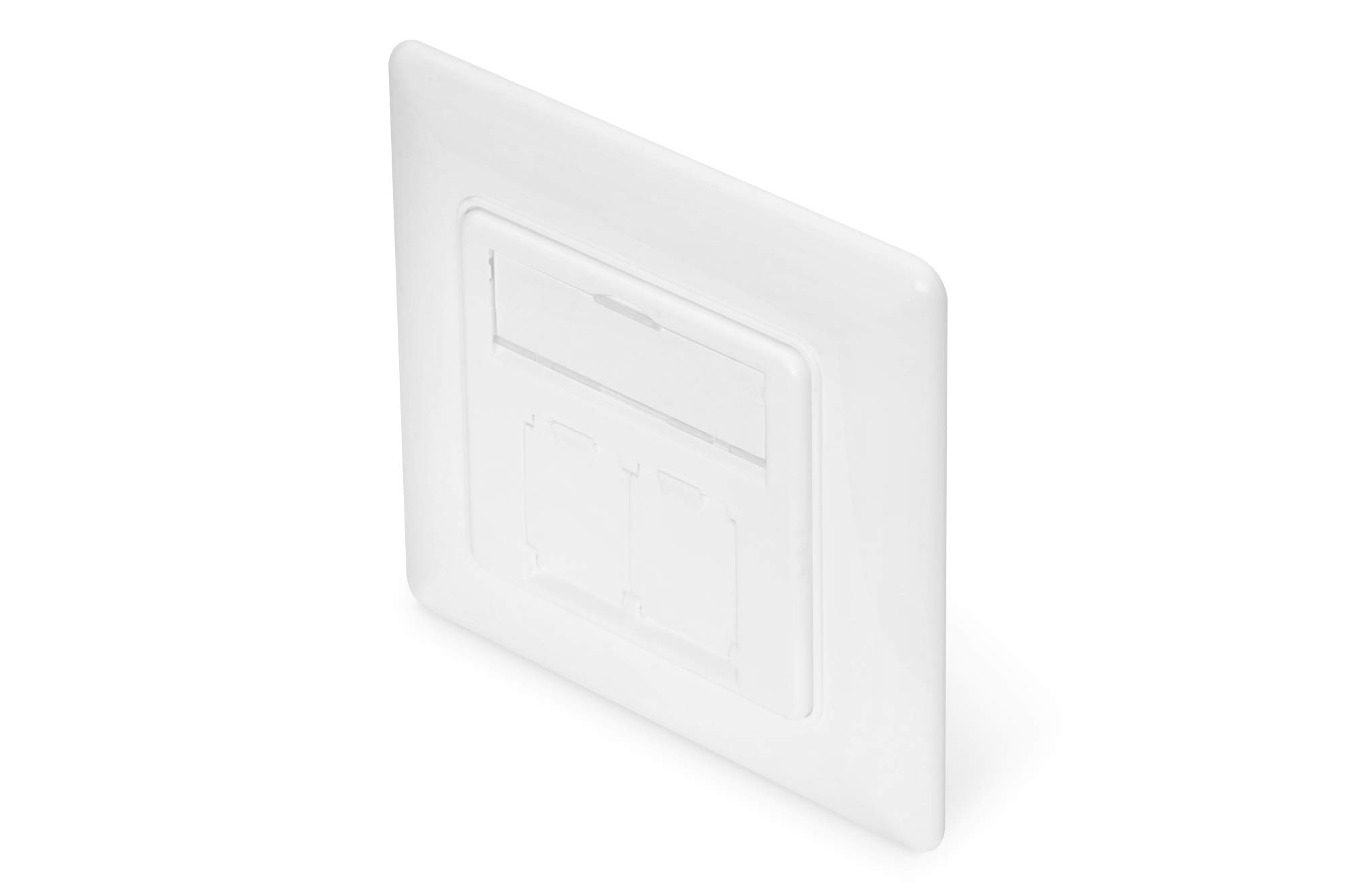 DIGITUS Modular junction box for Keystone modules - 2 port - 45 degree angled - Design compatible - With dust protection flap - Set - Empty box - White RAL9003