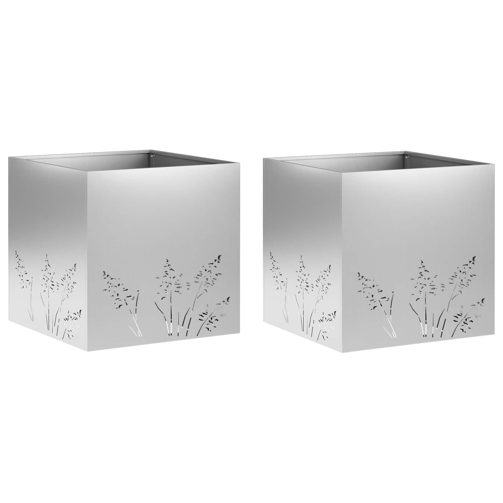 Genérico Macetero de Jardín 2 uds. Plateado 50 x 50 x 49 cm,Casa y jardín,Maceteros y jardineras,13.8 kg-8005803