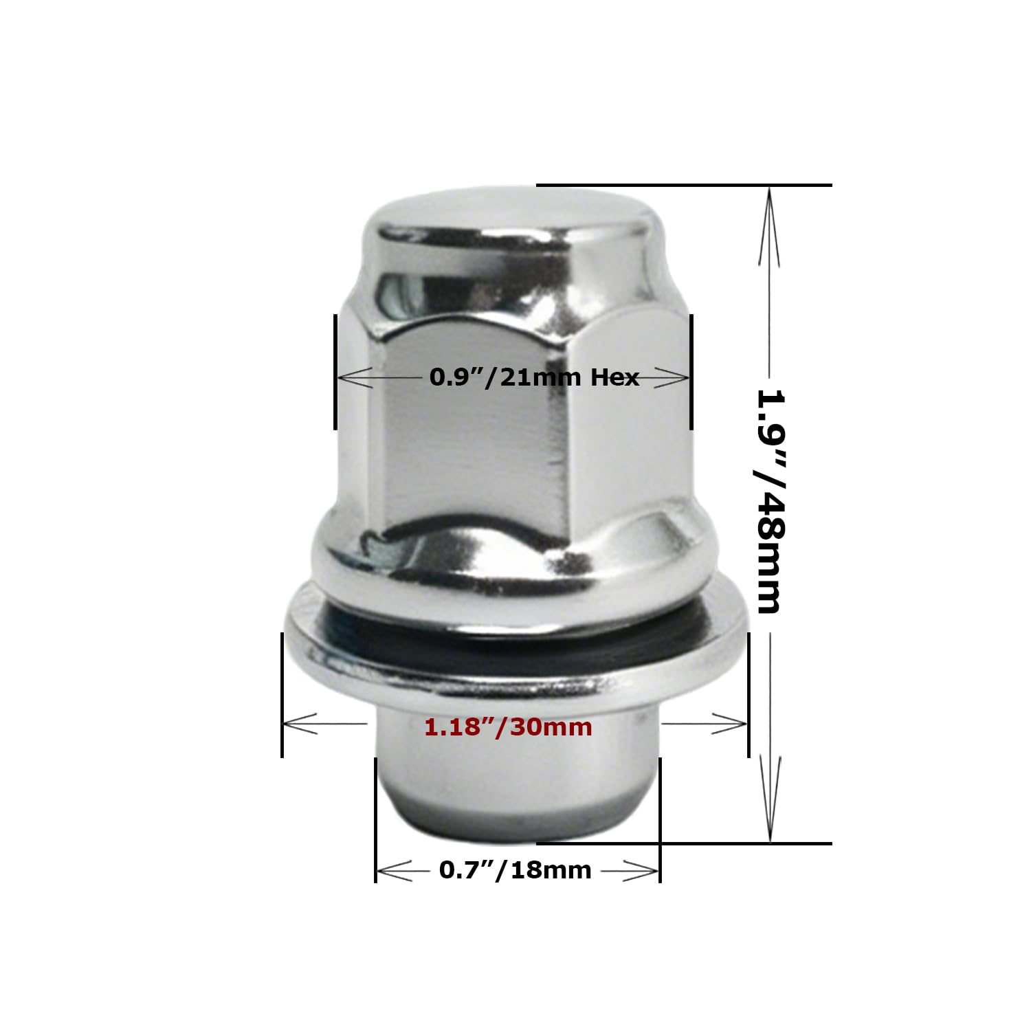 12x1.5 Lug Nuts 20 Pcs Chrome Closed End Mag Style Lug Nuts with Washer 13/16" (21mm) Hex Compatible with Toyota Camry/Corolla/Tacoma Lexus (Chrome 1.9" Tall, M12*1.5)