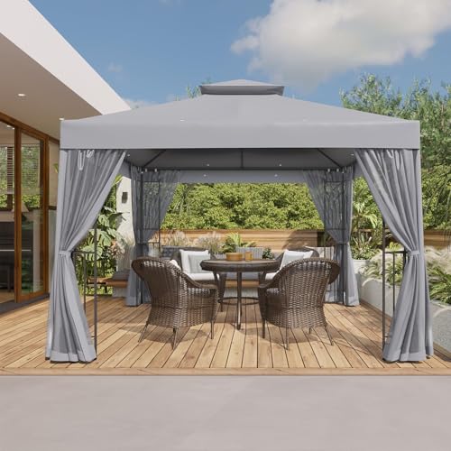 COOS BAY 10x10 Outdoor Patio Gazebo with Netting and Corner