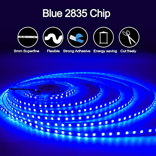 Tira de LED Azul 12V 5mm 16.4ft 600 LEDs SMD 2835 miniatura 5
