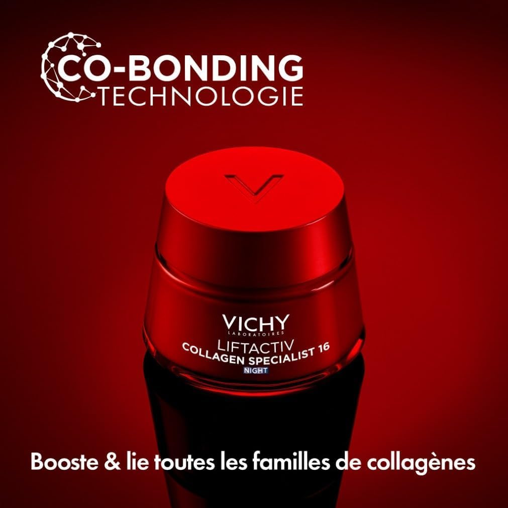 Vichy - Liftactiv Collagen Specialist - Crème de Nuit Anti-Age - Booste La Production de Collagène - Crème Visage Femme - Enrichie en Rhamnose et Acide Hyaluronique - Testé dermatologiquement