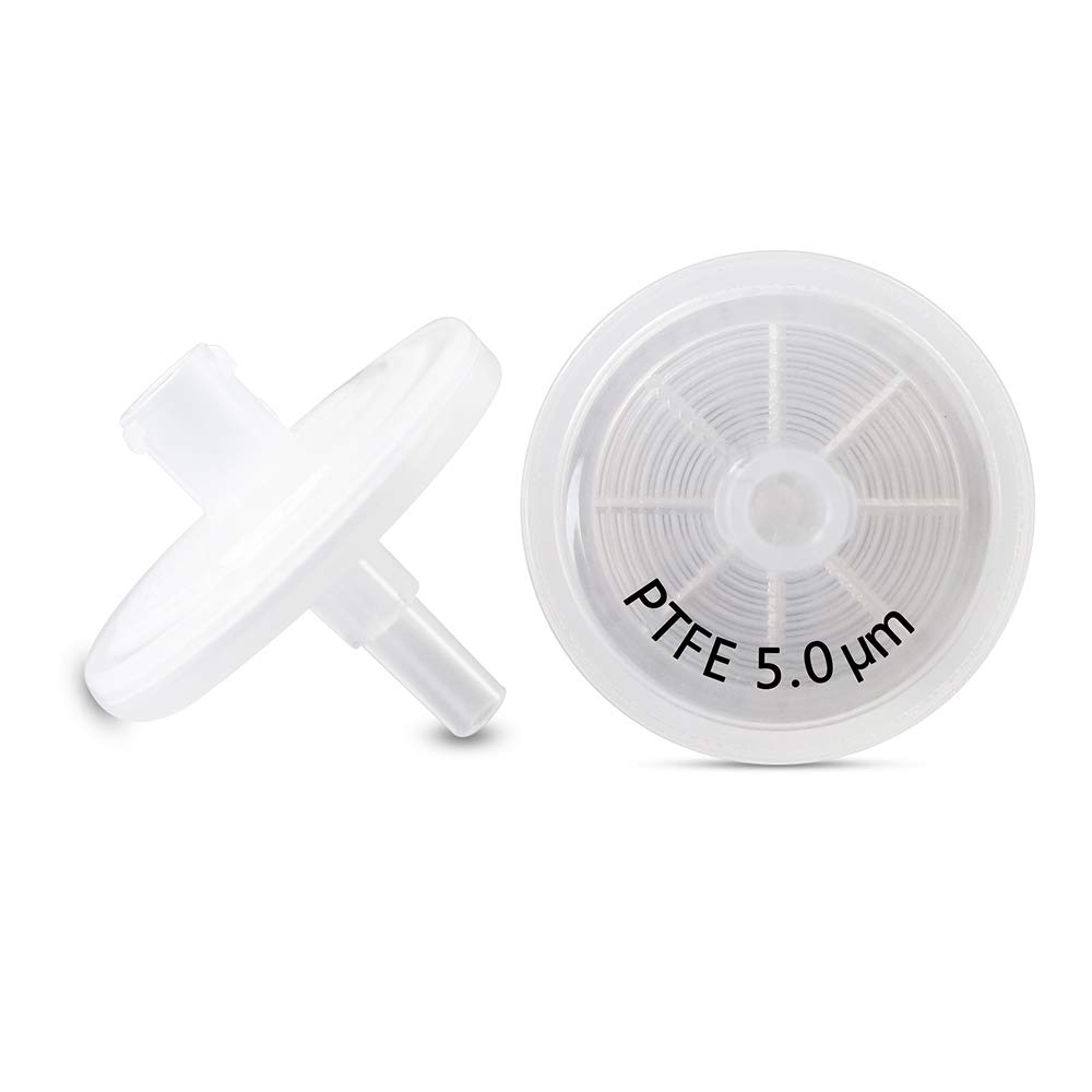 BioTechnology Lot de 100 filtres en PTFE pour seringue hydrophobe, diamètre 25 mm, 5 μm, taille des pores pour filtration de laboratoire