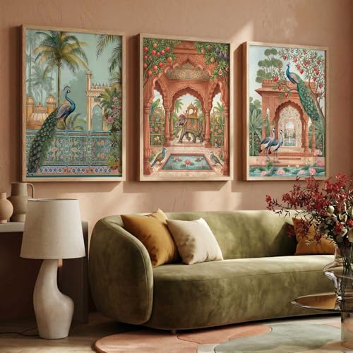 Image of kotart Madhubani Art Wall Painting Traditional Home Decoration With Frame For Living Room Bed Room Hotel Wall Decor Digital Reprint Set of 3 (10X13 INCH)