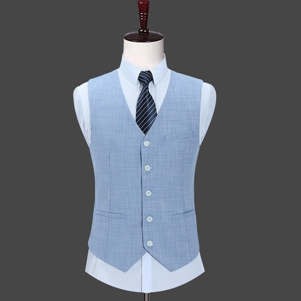 Men's Linen Suit Vest Single Breasted Button Waistcoat Wedding Business Prom