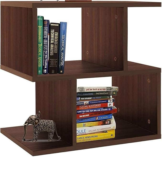 Image of Engineered Wood Corner Table - DIY Bedside & Coffee Table with Book Storage, Space-Saving Modern Design for Living Room, Bedroom, or Office Use