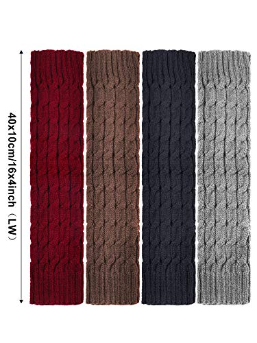 Geyoga 4 Pairs Leg Warmers for Women Long Winter Leg Warmers Cable Knitted Crochet Boot Socks3