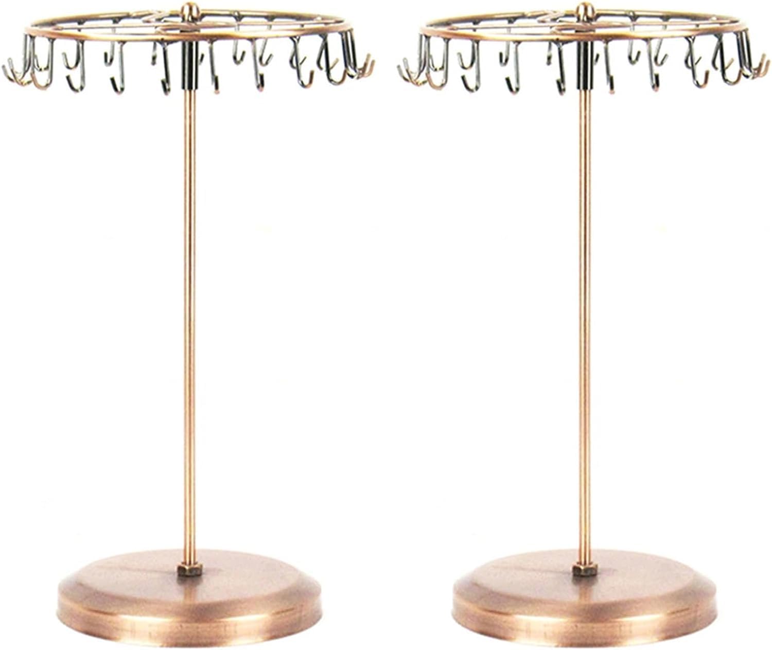 Young Wolf Pair of 23 Hooks Brass Spinning Jewelry Tree Display Stand Jewelry Organizer (Bronze)
