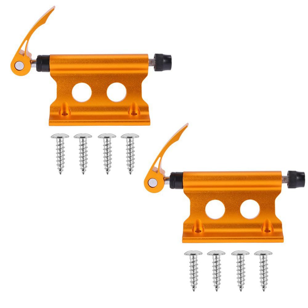 Generic 2PCS Mountain Bike Block Fork Mount, Universal Quick Release Bike Front Fork Mount Bracket Set, Aluminum Alloy, Bicycle Front Fork Fixed Clip Luggage Rack for Truck/Trailer/Bikes, yellow