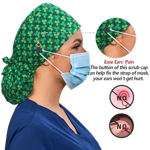 Image of QBA Adjustable Working Cap with Button, Satin-Lined Hat, Cotton Working Hat Sweatband, Elastic Tie Back Hats Unisex