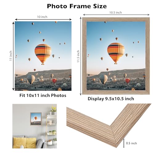 Image of JCJMY 10x11 Picture Frame Rustic Brown for Wall Hanging, Wall Mounting Horizontally or Vertically, 10 x 11 Wall Gallery Poster Photo Frame with Shatter Resistant Plexiglass, Rustic Brown