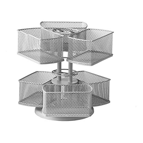 Nifty 2-Tier Cosmetic Organizing Carousel - Silver Powder Coat Finish, Spins 360-Degrees, Cosmetic Bathroom or Bedroom Vanity Storage, Beauty Supplies Organizer, Lazy Susan Platform Cover