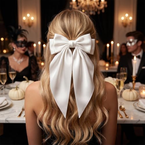 2Pcs Pinza Grande de Cinta Satinada en Capas para Mujer y Niñas, Pinza de Pelo Lazo Grande, Horquilla con Lazo miniatura 5