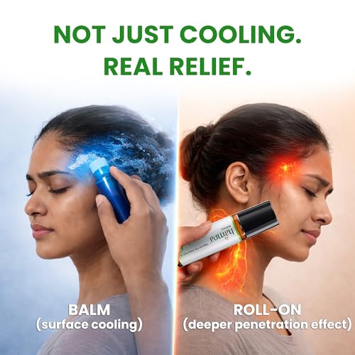Image of Hampa Ayurvedic Migraine & Headache Pain Relief Roll-On 10ml | Herbal Pain Relief for Migraine, Headache, Stress, Tension & Sinus | Hemp, Vijaya, Peppermint & Eucalyptus | AYUSH & GMP Certified