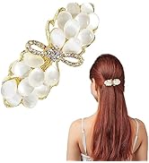 Diamante Hair Clips for Women Rhinestone Pearl Hair Clips Gold Bow Knot Pins Glitter Metal Snap B...