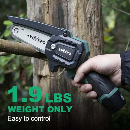 YHYXPO Mini-Chainsaw-Cordless 4-Inch, Mini Electric Chainsaw Cordless with Battery 12V 1.5AH 1Pack, Small Chainsaw Battery Powered for Wood Cutting Tree Trimming (Green) - Thumbnail 2