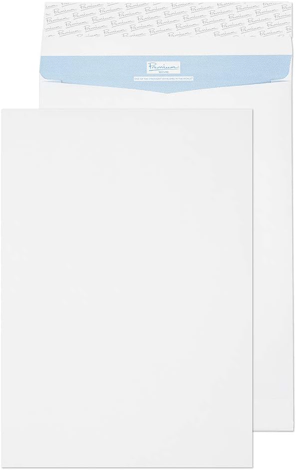Blake Premium Secure 406 x 305 x 50 mm 125 GSM Tear Resistant Gusset Pocket Peel & Seal Envelopes (TR44401) White - Pack of 100