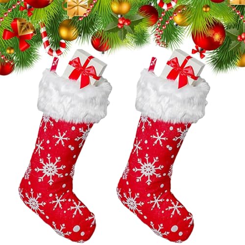 FYJCXCMP Calza Natalizia, 2 Pezzi Calze Babbo Natale Calze Natalizie da Appendere Grande Rosso Calza di Natale Calze...