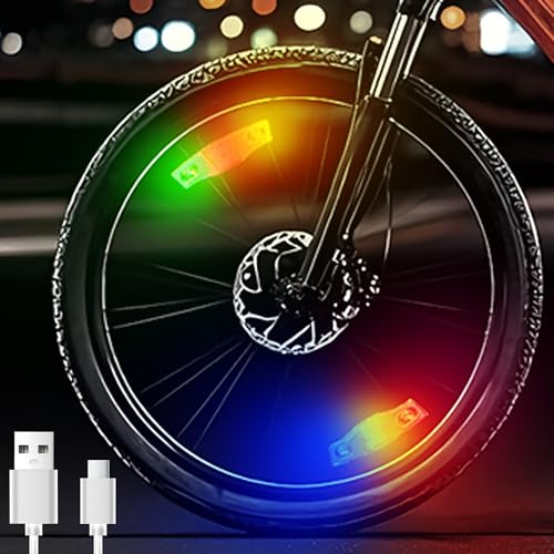 Bike Wheel Lights Rechargeable 2pcs, Bike Spoke Light Weatherproof, Adults