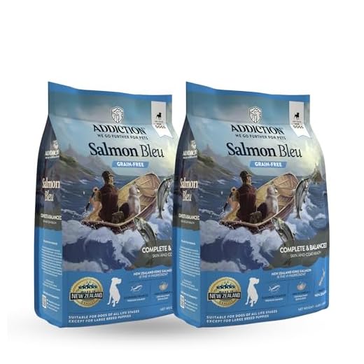 Addiction Salmon Bleu Grain-Free Dry Dog Food - Rich in Prebiotics to Support Skin, Coat & Cognitive Health - Salmon Recipe for All Dog Life Stages - Made in New Zealand 4lb - 2 Packs