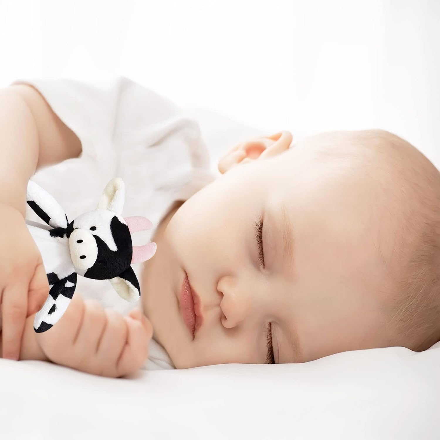 Baby Cow Soft Stuffed Animal Security Blanket, Plush Cow Character Lovey Blanket, Baby Shower/Nursery Gift, Newborn Infant Toddler Snuggle Blankie for Boys Girls, Pink Horns, 13 Inches - Image 4