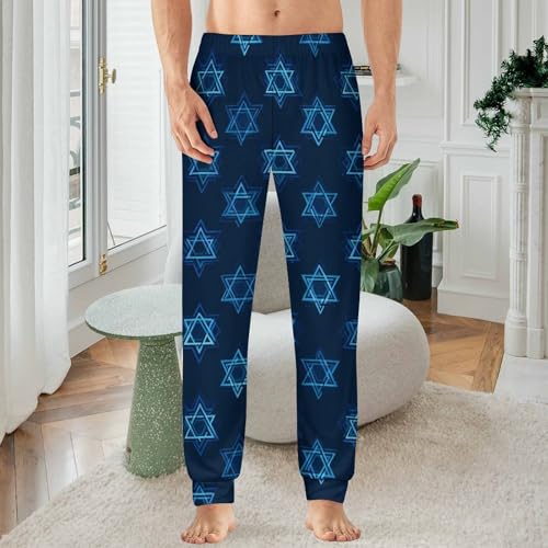 Blue Star of David Men's Pajama Bottoms Sleep Lounge Soft Comfy Pants Sleepwear2