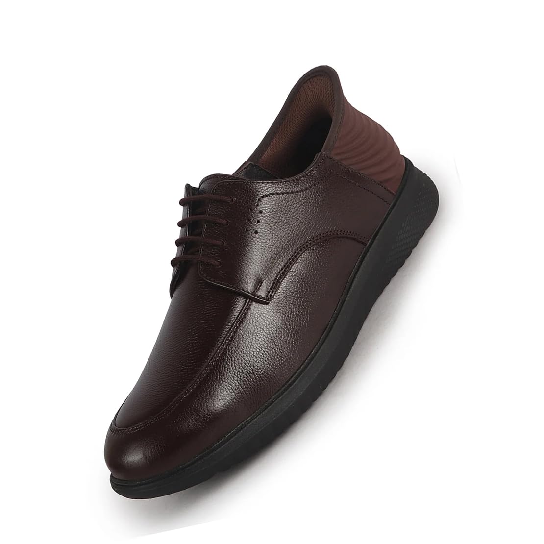 fausto Men Genuine Leather Upper Round Toe Formal Office Lace Up Derby Shoe with Easy Hands-Free Slip-in | Anti Skid EVA Sole | Leather Memory Cushioned Insole-picture-27