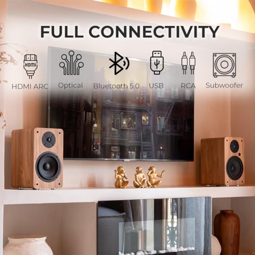 A6 ARC Aktivlautsprecher mit 6.5" Woofer, Bluetooth 5.0, HDMI ARC, Optische, RCA, USB, mit Subwoofer-Ausgang, HiFi Lautsprecher, Heimkino (Schwarz) – Bild 5