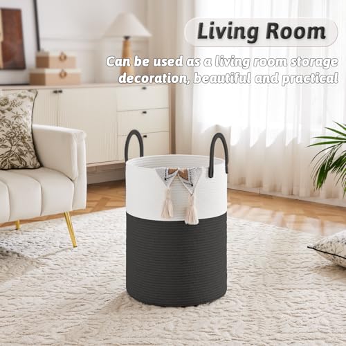 Image of Artfeel Laundry Basket,Woven Cotton Rope Laundry Hamper,40L for Decorative Storage of Dirty Clothes,Toys and Blankets in Bathroom,Baby Room and Living Room