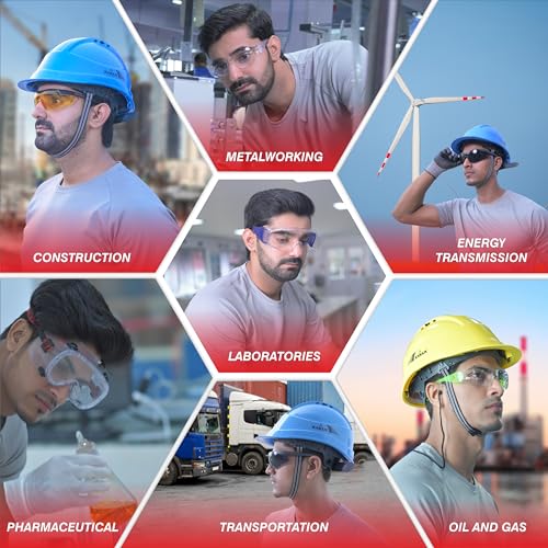 Image of Karam ES005 Safety Goggles with Transparent Lens | Scratch & Impact Resistant | Safety Glasses for Multipurpose Use for Pollution, Dust, Riding & Construction Work