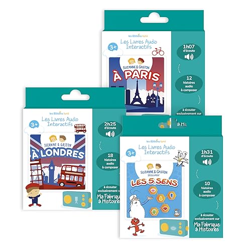 Lunii- 3 Livres Audio interactifs-Pack découverte de 40 Histoires Suzanne et Gaston pour Enfants de 3 à 8 ans-5H02 d'écoute sur la conteuse Ma Fabrique à Histoires, Boîte à Histoires