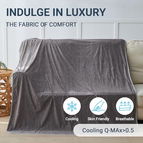 Image of Cooling Blanket Throw Size 50 inchx70 inch, Summer Lightweight Breathable Ice Blanket, Cooling Blankets for Hot Sleepers Night Sweats Adults Absorb Heat Keep Cool