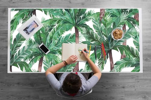 Couverture de bureau 120x60 cm en vinyle PVC motif arbres tropicaux