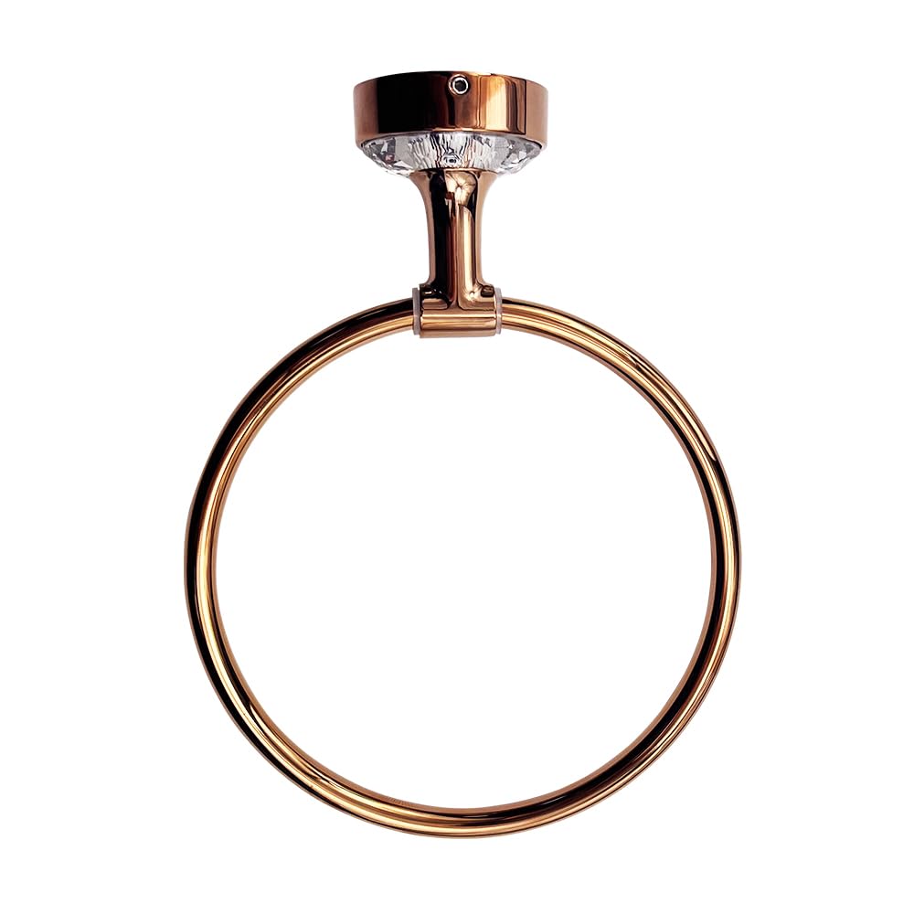 EagleWiz Crystal Towel Ring Copper Finish Rose Gold Diamante Towel Holder Excellent Finish Wall holder Bathroom Accessory with General Wall Fittings (RoseGold) - Image 3