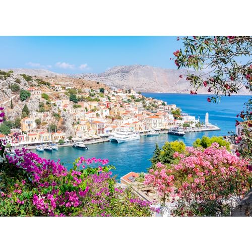 Puzzles 1000 Pieces for Adults jigsaw puzzles for adults 1000 Piece Puzzle Challenging Game for The Whole for Women Gifts for Men jigsaw puzzle Theme:Greece Symi town