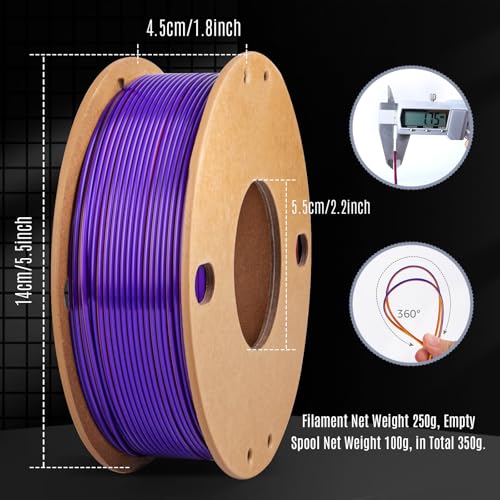Image of Silk 3D Printer Filament PLA+, 1.75mm, 12 Pack 250g | 6 Tricolor & 6 Dual Color, 1.75mm Diameter, 250g Per Spool, 3KG Total, Smooth Printing