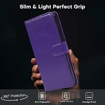 For Samsung Galaxy Xcover7 Case Leather Wallet Book Flip Stand View Phone Cover with Card Holder Slots Compatible with Galaxy X Cover 7 (Purple)