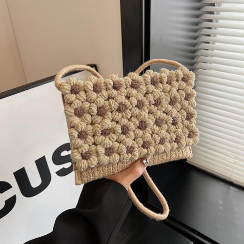 FALETO Small Flower Pearls Handwoven Handbag Crochet Crossbody Bags for women Bohemian Cotton Envelope Clutch Purse3