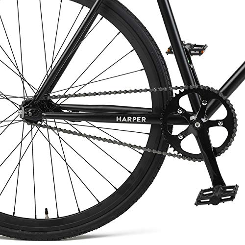 Retrospec Harper Single-Speed Fixie Style Urban Commuter Bike with Coaster Brake, Matte Black 53cm, M