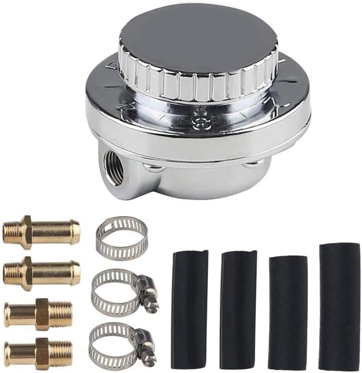 Fuel Pressure Regulator Kit, Adjustable 1-5 PSI, Suitable for Engine Carburetor Carbohydrates - (Color: Silver)