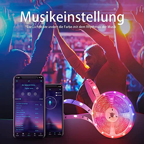 Aitesuo LED Strip 7.5m, RGB LED Streifen mit App-Steuerung und Fernbedienung, Dimmbar Bluetooth Leiste, Musik Sync, LED Band Selbstklebend, Farbwechsel Lichterkette für Zimmer, Party, Gaming Deko