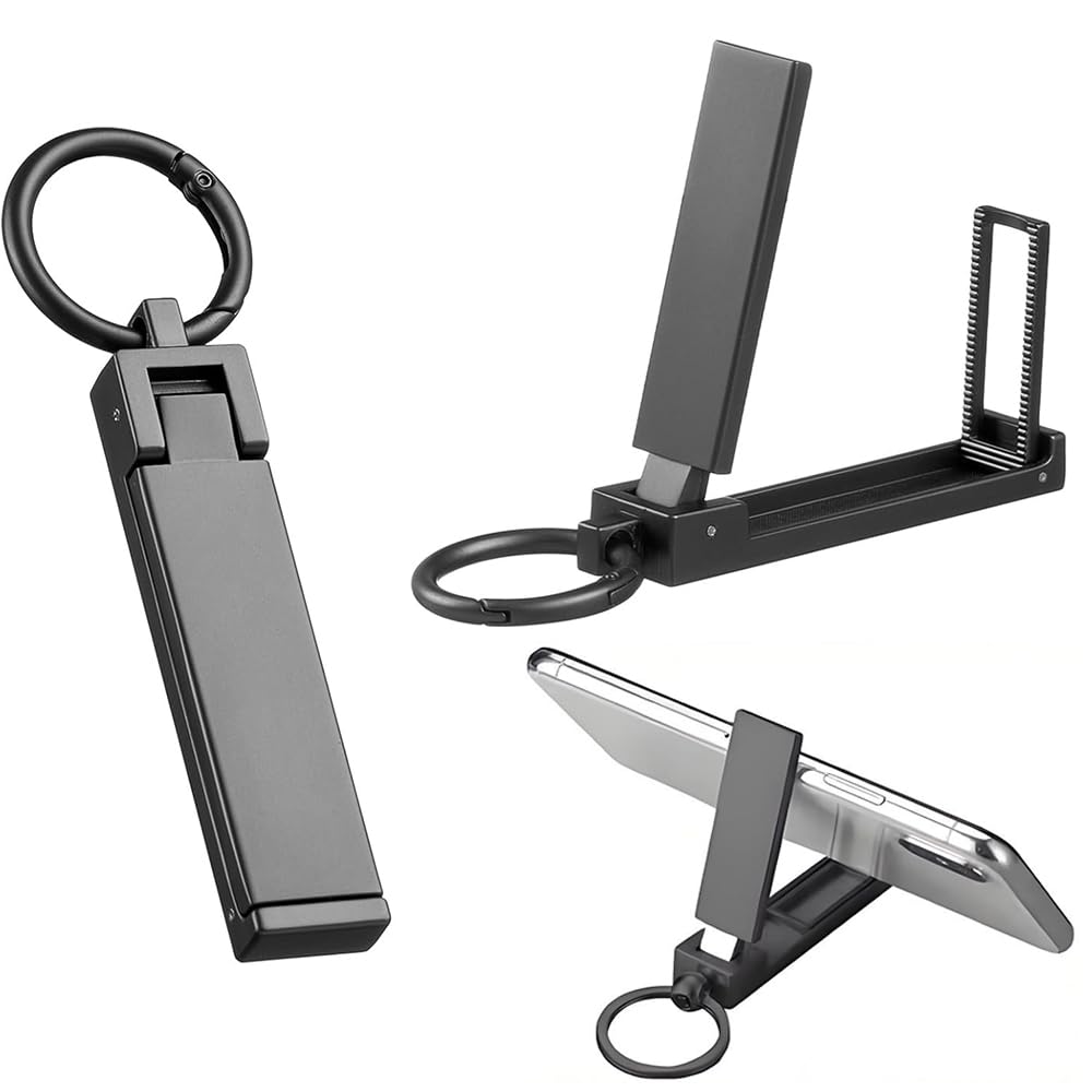 ZHSHXNGY バッグハンガー テーブルフック スマホスタンド 亜鉛合金 メッキ処理 コンパクト 軽量 携帯便利 カバン掛け フック 耐荷重18kg 旅行 オフィス 出張 外出用 キーホルダー付き マットブラック