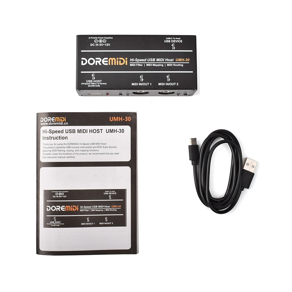USB de alta velocidad HOST 3G MIDI Host Interfaz Box MIDI USB a MIDI Converter cuenta con USB 2.0 de alta velocidad (UMH-30)