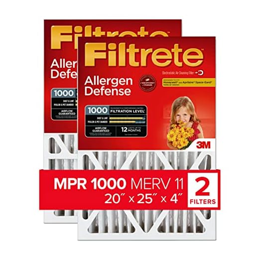 Filtrete 20x25x4, AC Furnace Air Filter, MPR 1000 DP, Micro Allergen Defense Deep Pleat, 2-Pack (exact dimensions 19.88 x 24.56 x 4.2)
