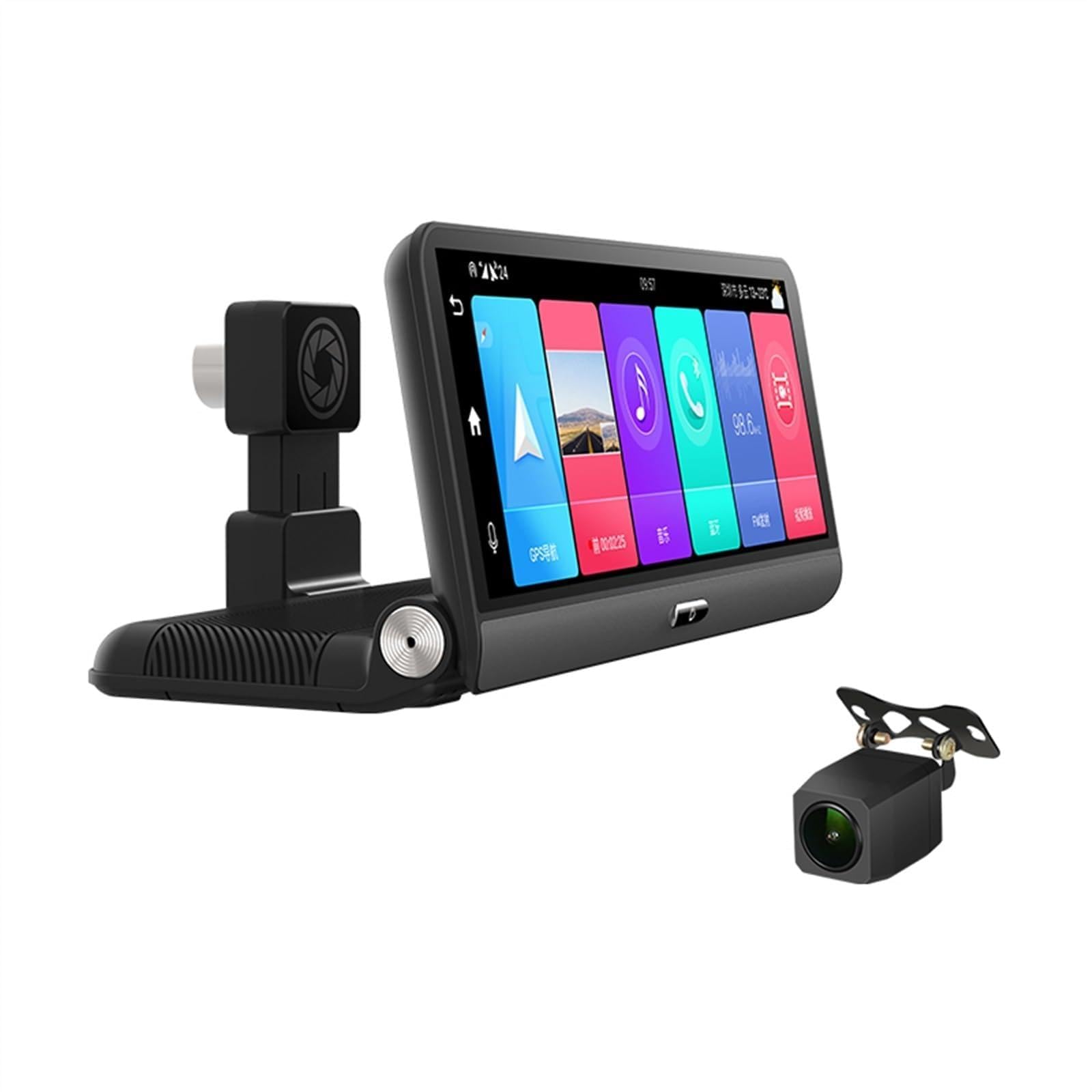 Kamera samochodowa, 8-calowa kamera samochodowa IPS GPS 4G FHD 1080P na deskę rozdzielczą z dwoma obiektywami samochodowy rejestrator wideo Night Vision 24H Park(With 32G Card)