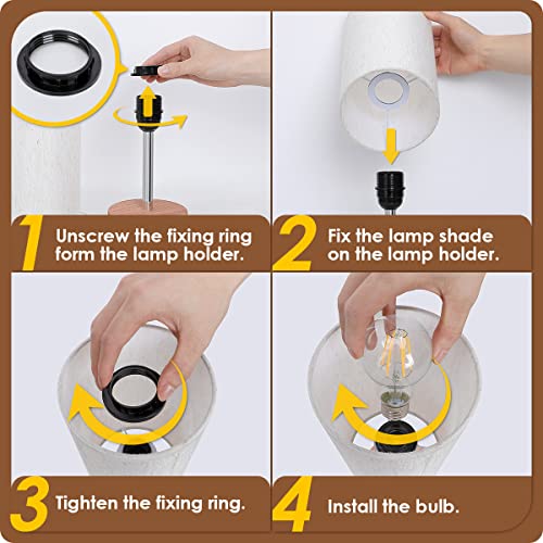 Yarra-Decor Bedside Lamp With Usb A+C Port - Touch Control Table Lamp For Bedroom Wood 3 Way Dimmable Nightstand Lamp With Round Flaxen Fabric Shade For Home Office (Led Bulb Included) #TOP6