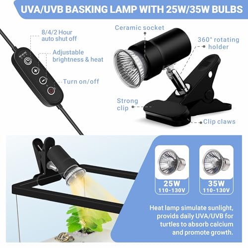 Image of GOZILLA Mini Turtle Tank Kit with Adjustable Lamp, Upgrade PC Hermit Crab Tank,Small Turtle Starter Kit with Lid, Hideout Platform for Baby Turtles, Crabs, Fish.(11.8x7.24x7.1'' /Black)